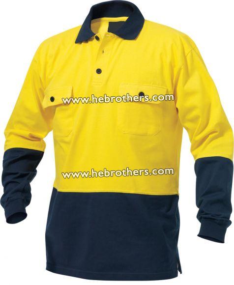 Cotton Spliced Polo Shirt (Long-sleeve)