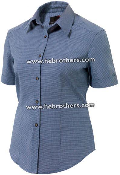 Women Cotton-rich, Mini Check Shirt (Short-sleeve)
