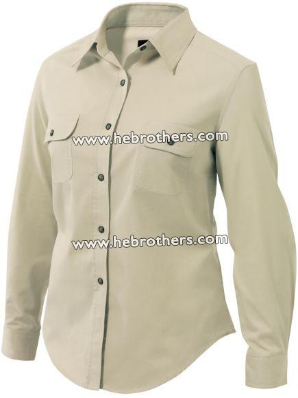Women Cotton Mini Twill Shirt (Long-sleeve)