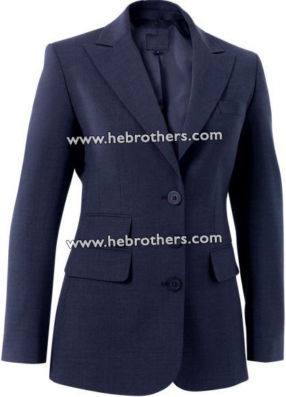 Women Tailored Poly-wool Stretch 3-button Long Line Jacket