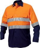 Reflective Spliced Workcool Shirt (Long-sleeve, Hoop Pattern)