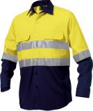 Reflective Spliced Workcool Shirt (Long-sleeve, Hoop Pattern)