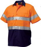 Reflective Spliced Workcool Shirt (Short-sleeve, Hoop Pattern)