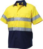 Reflective Spliced Workcool Shirt (Short-sleeve, Hoop Pattern)